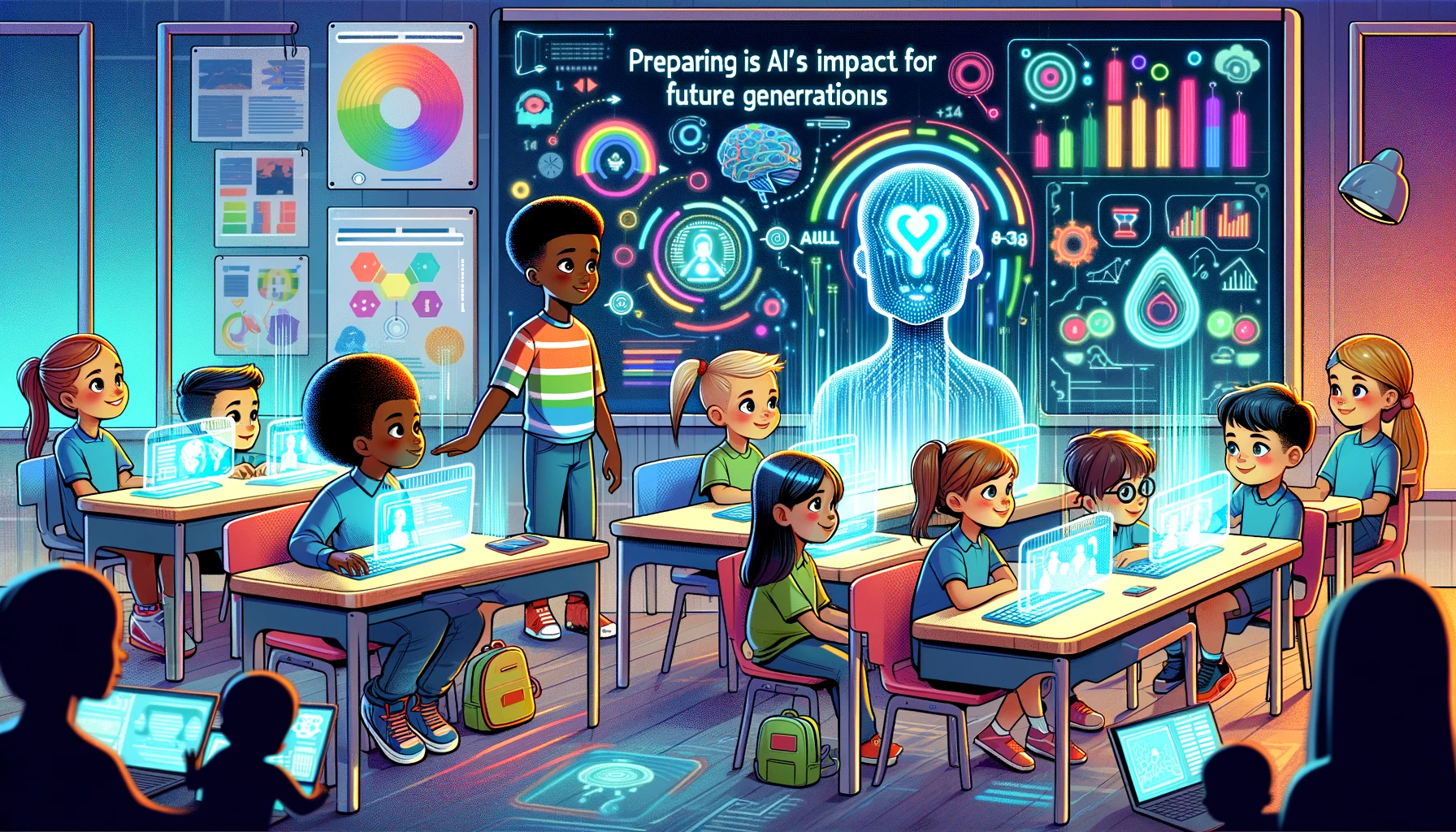 Children and AI safety image of children learning in an AI powered environment